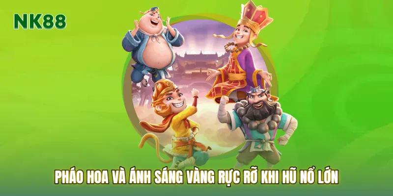 Pháo hoa và ánh sáng vàng rực rỡ khi hũ nổ lớn